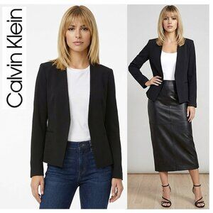 CALVIN KLEIN - Black asymmetrical open-front blazer